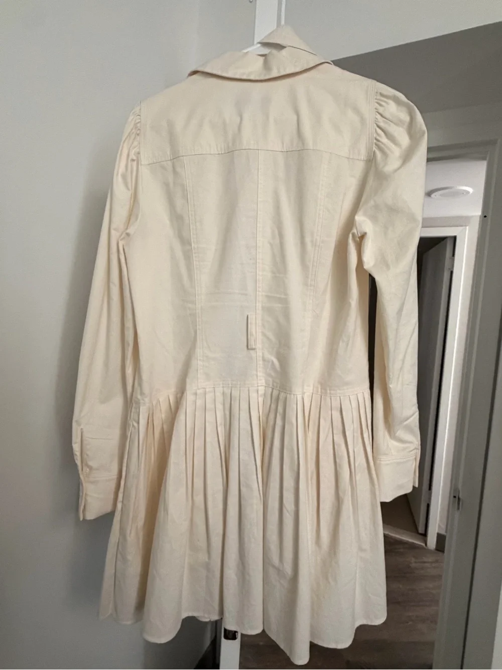J Crew White Pleated Belted Shirt Dress